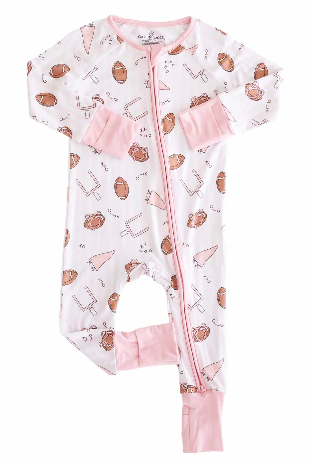 Tiny Touchdowns Convertible Zip Romper | Pink | Caden Lane