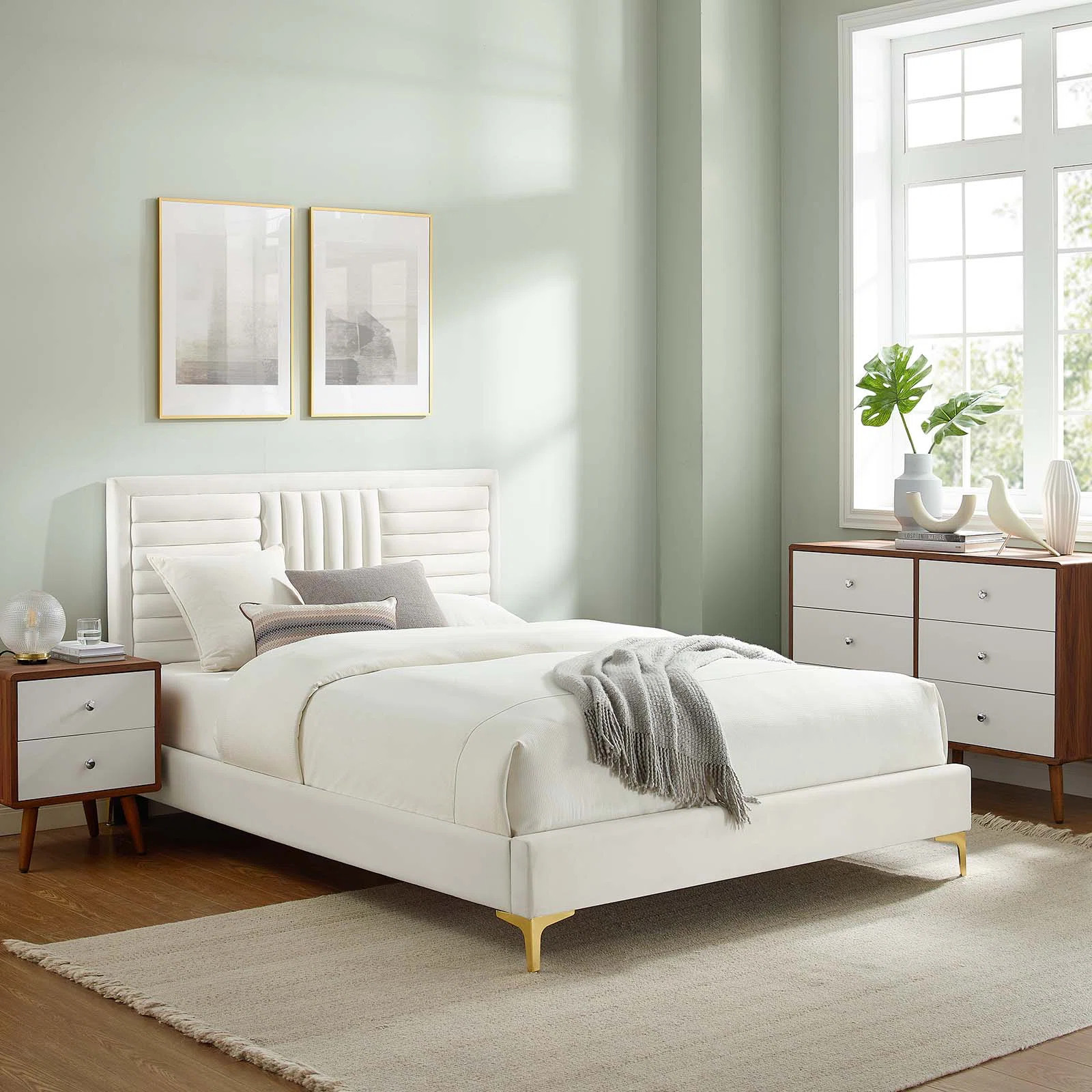 Modway Sofia Channel Tufted Performance Velvet Platform Bed | Wayfair North America