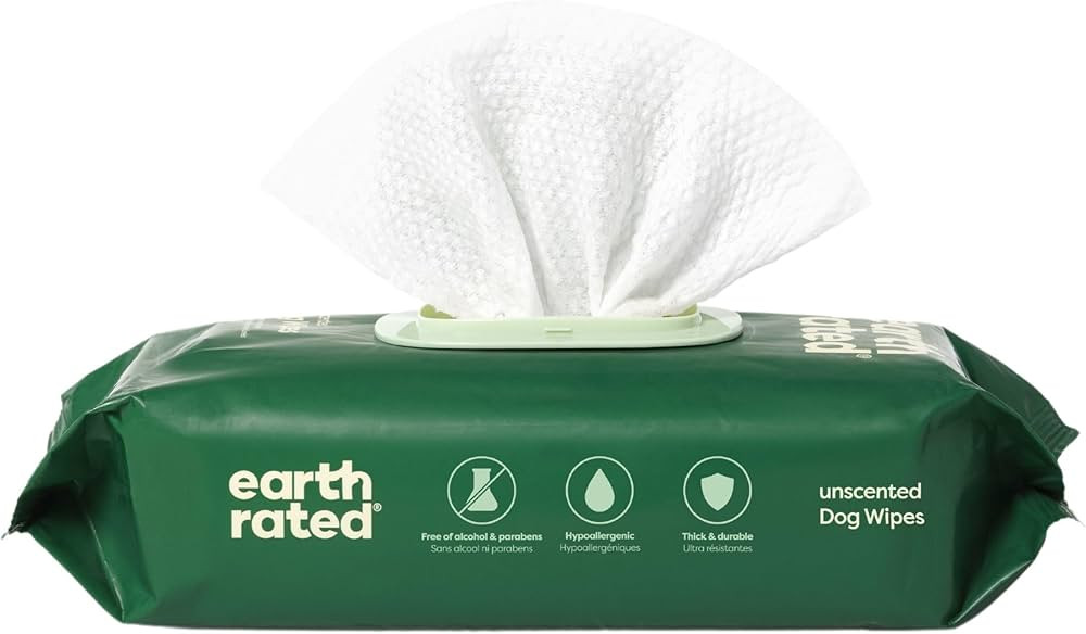 Earth Rated Textured Pet Wipes for Dogs & Cats, Cleaning and Odor-Controlling Grooming Wipes for Paws, Body, and Butt, Unscented, 100 Count | Amazon (US)