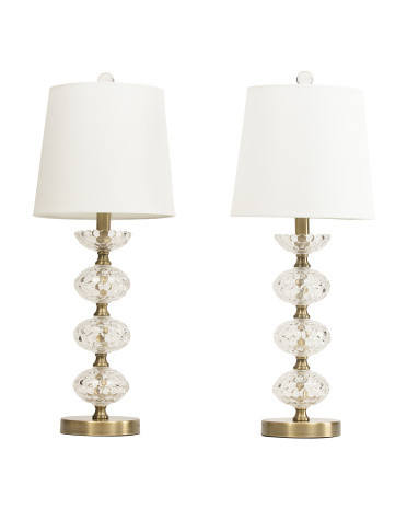 2pk 24.5in Glass And Metal Table Lamp | TJ Maxx