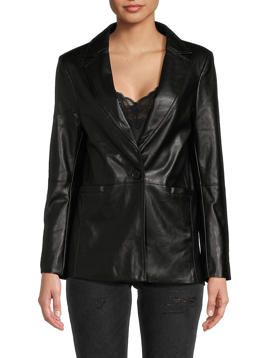Central Park West Women's Perry Faux Leather Blazer - Black - Size XS | Saks Fifth Avenue OFF 5TH