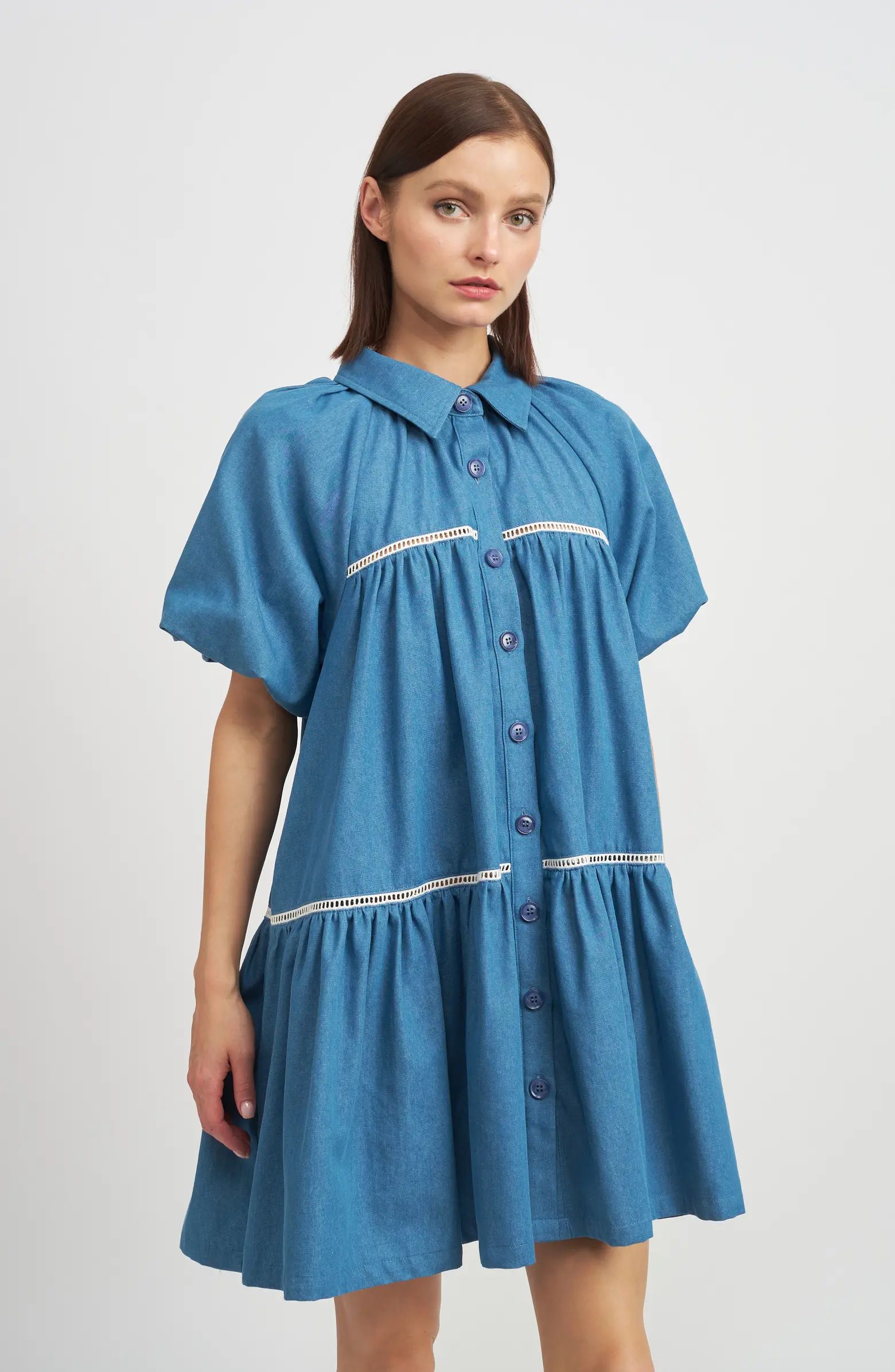 En Saison Tara Tiered Cotton Trapeez Shirtdress | Nordstrom | Nordstrom