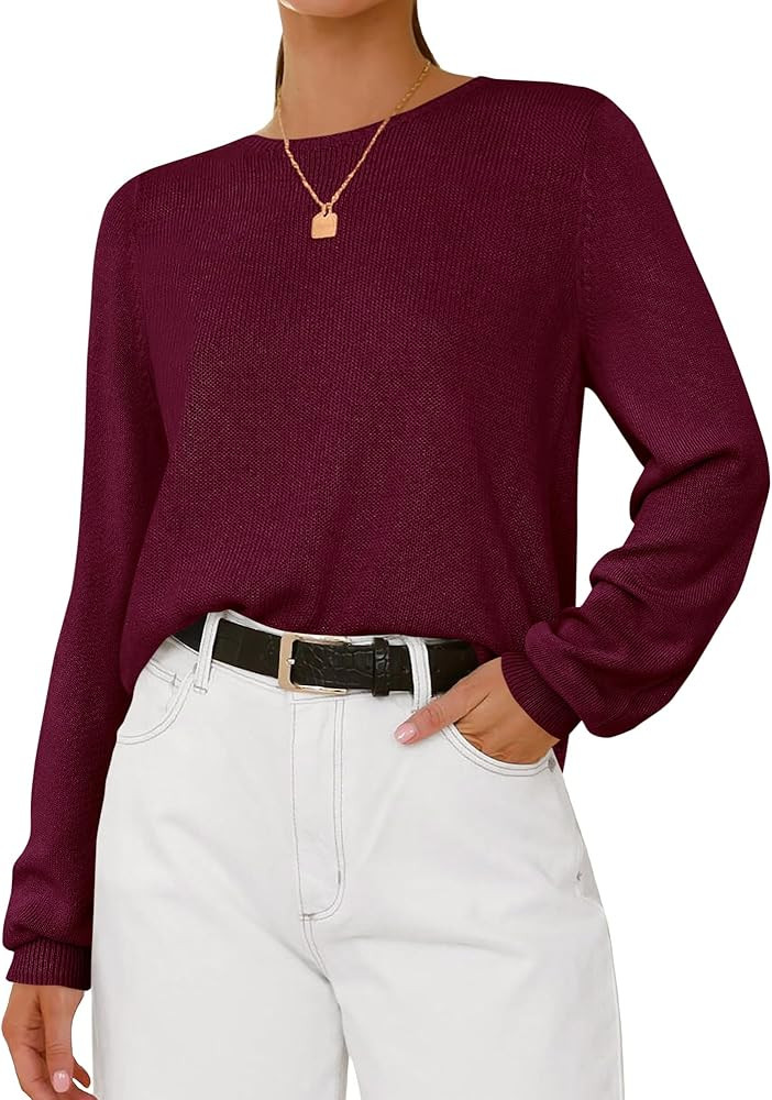 BTFBM Sweaters for Women 2025 Early Fall Fashion Crewneck Long Sleeve Ribbed Knit Oversized Pullo... | Amazon (US)