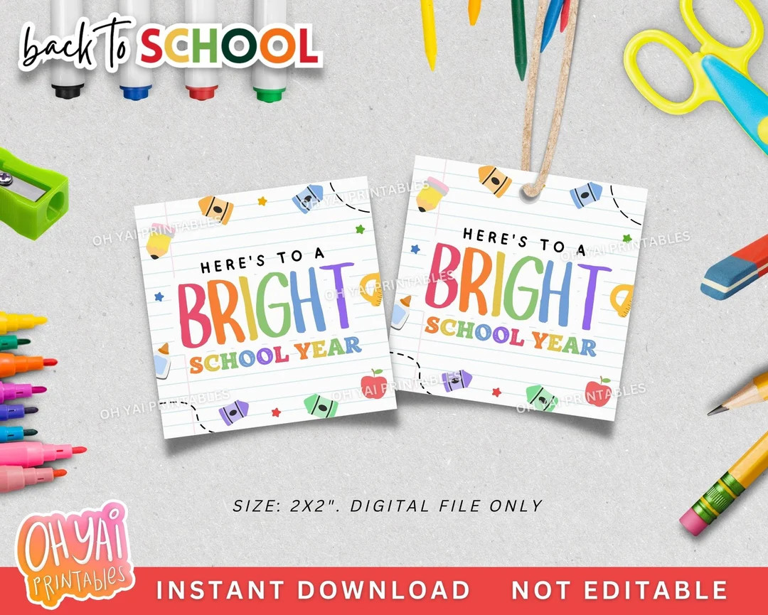 Happy First Day of School Tag, Here's to a Bright School Year Tag, Back to School Tag, Back to Sc... | Etsy (US)