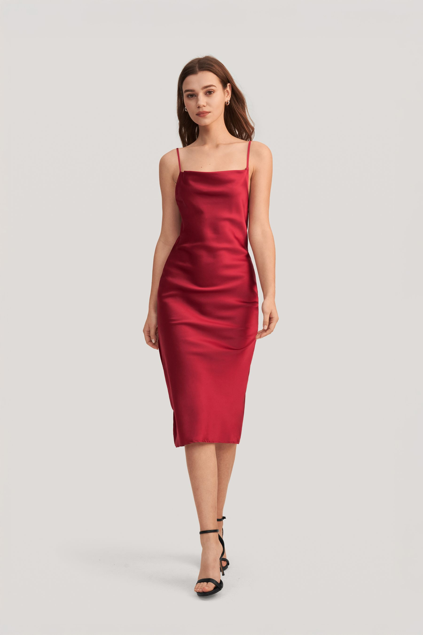 Elegant Alluring Cowl Neck Silk Dress | LilySilk