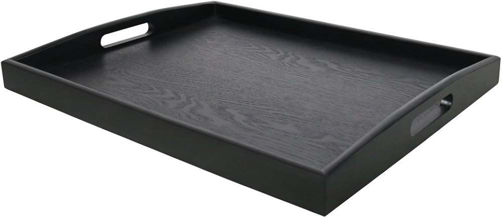 DILLMAN Serving Tray Large Black Wood Rectangle Food Tray Butler Tray Breakfast Tray with Handles... | Amazon (US)
