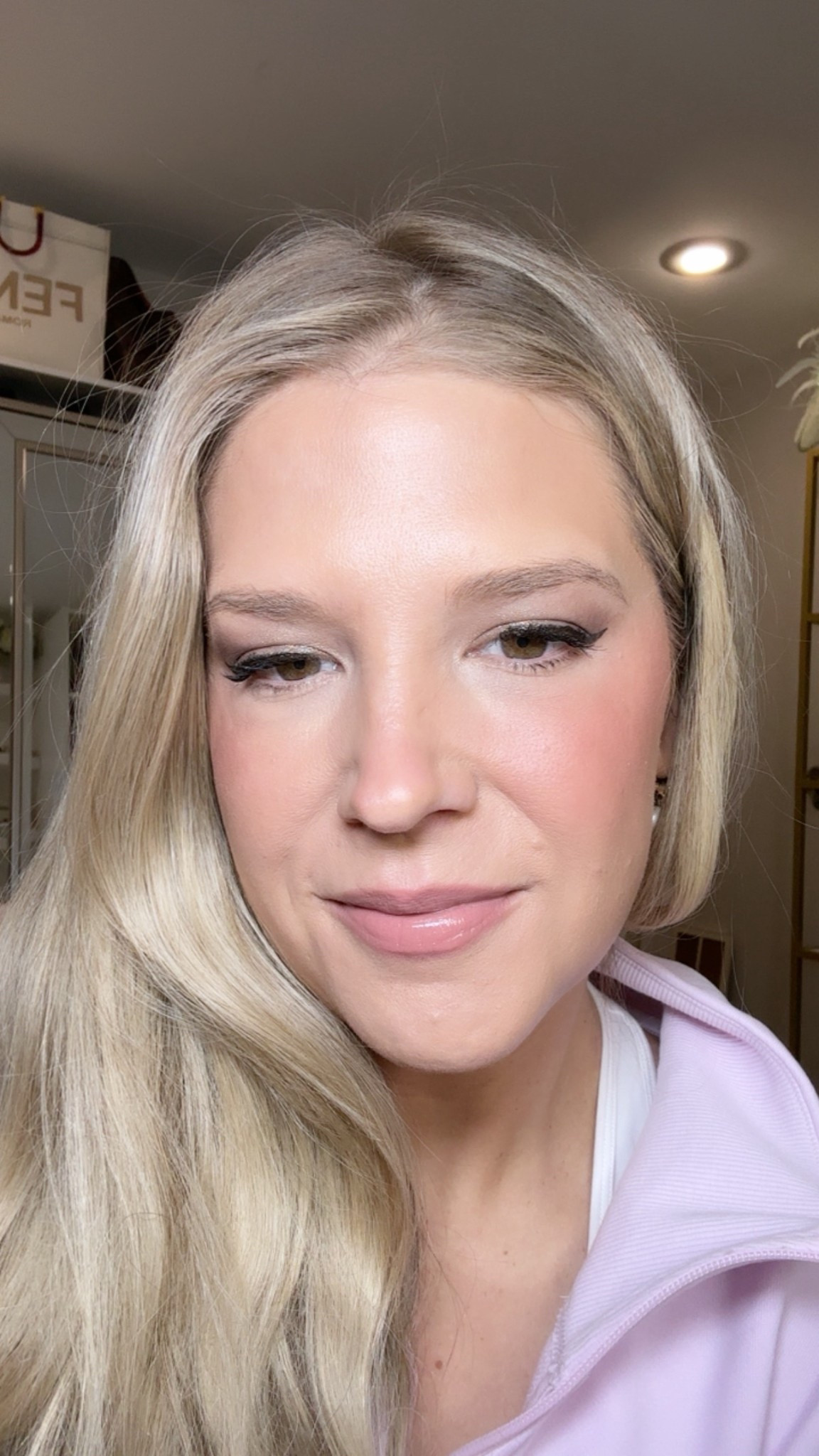 The easiest wing liner it’s foolproof! It’s got a stamp at the end so you’ll always have twins and not sisters! 

Makeup

Lip combo is 
L’Oréal lipstick in shade fairest nude 
Liner - nyx Mauve 
Gloss- lawless Nudie 

Foundation- Natasha Denona Ny glam N8 
Bronzer- makeup by Mario stick (need to find shade)
Blush- (will come back)

Eye shadows- will link along Patrick ta sunset one 