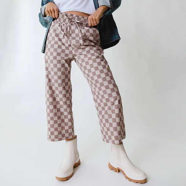 Audrey Wide Leg Pants, Brown Checkers | Albion Fit