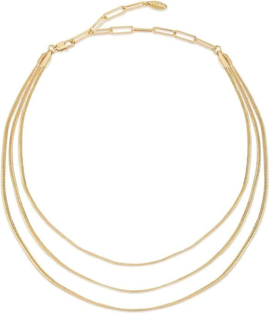 Ettika Gold Necklaces. Triple Flex Snake Chain Layered Necklace. 18k Gold Plated Chain Necklaces ... | Amazon (US)