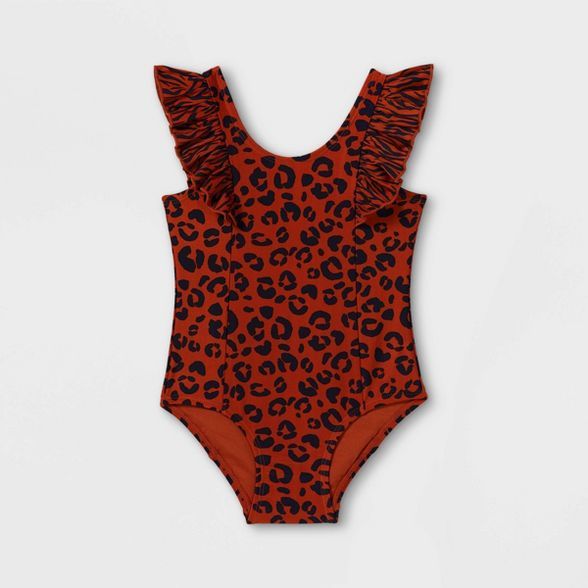 Toddler Girls' Leopard Print One Piece Swimsuit - Cat & Jack™ Brown | Target
