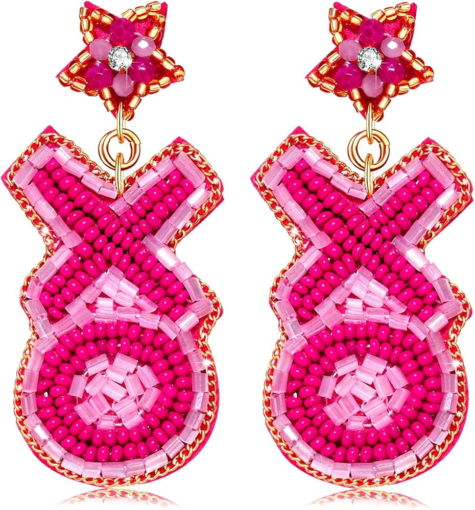 Valentine's Day Earrings for Women Beaded Heart Earrings Handmade Bead LOVE XOXO Earring Drop Dan... | Amazon (US)