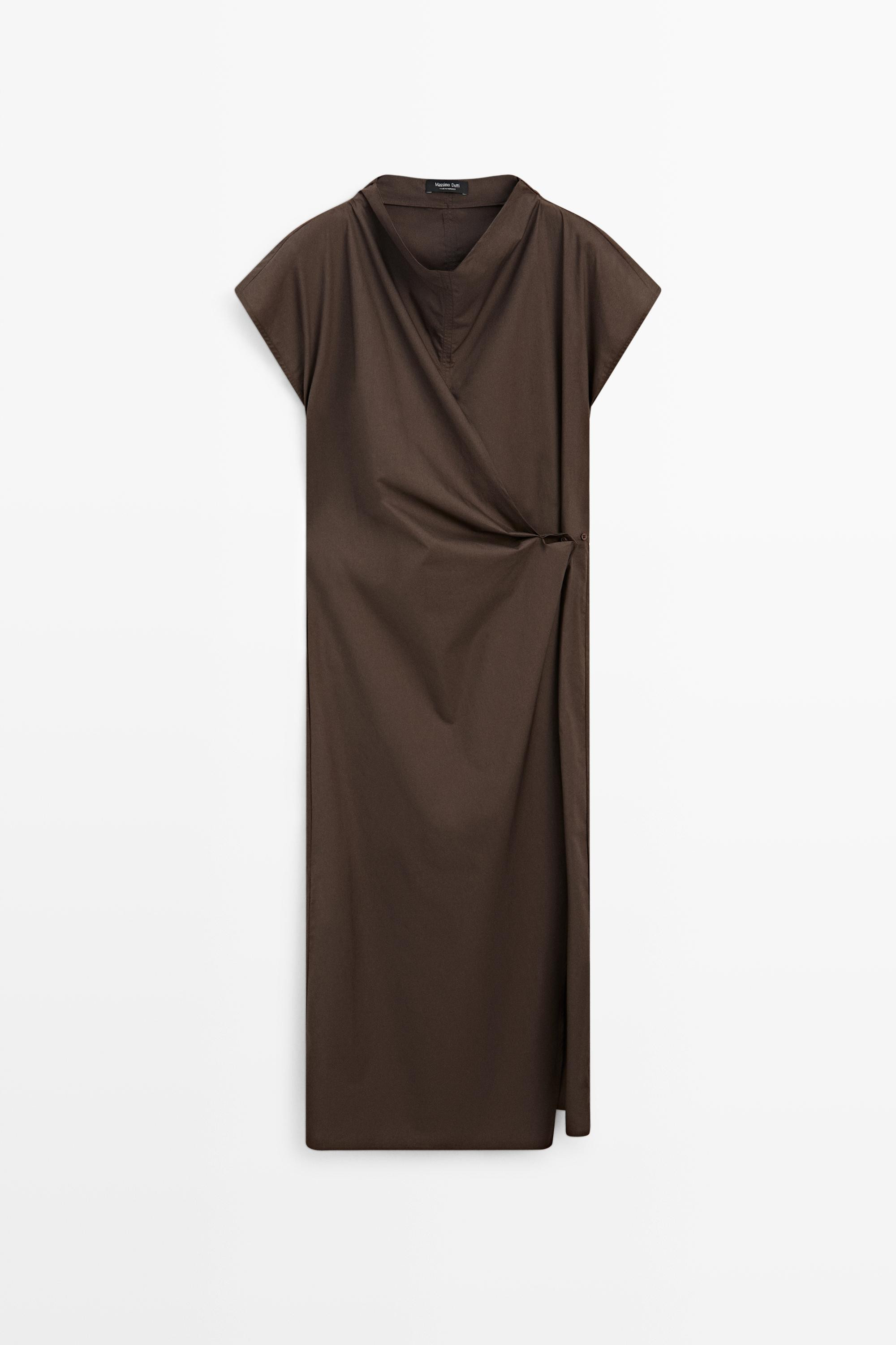 Vestito drappeggiato in popeline 100% cotone | Massimo Dutti IT