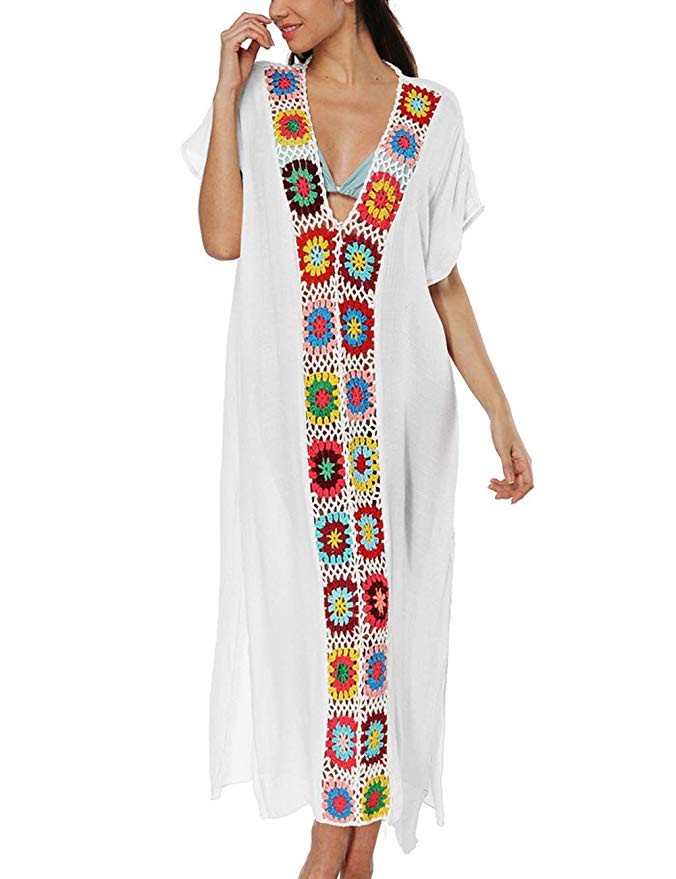 Bsubseach Women Bathing Suits Cover Up Ethnic Print Kaftan Beach Maxi Dress | Amazon (US)