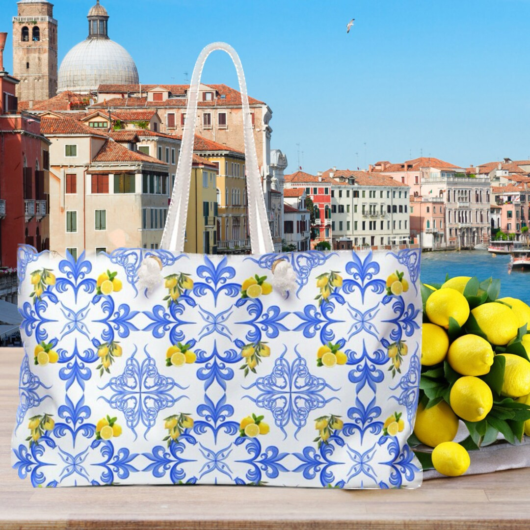 Majolica Italian Blue and White Lemon Tile Print, Capri, Almalfi Coast, Santorini, Mykonos, Cruis... | Etsy (US)