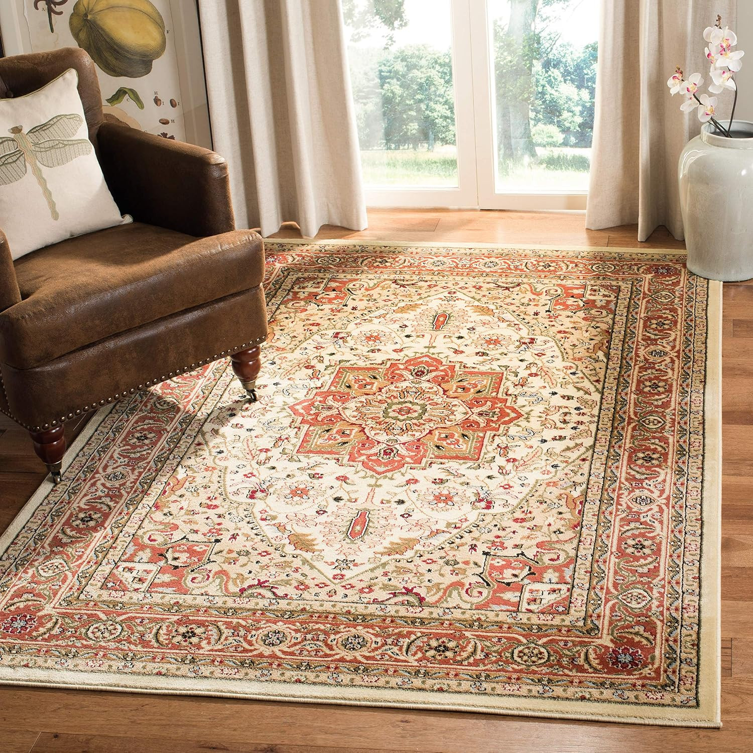 SAFAVIEH Lyndhurst Area Rug 5'3"x7'6", Traditional Ivory & Rust LNH330R | Amazon (US)