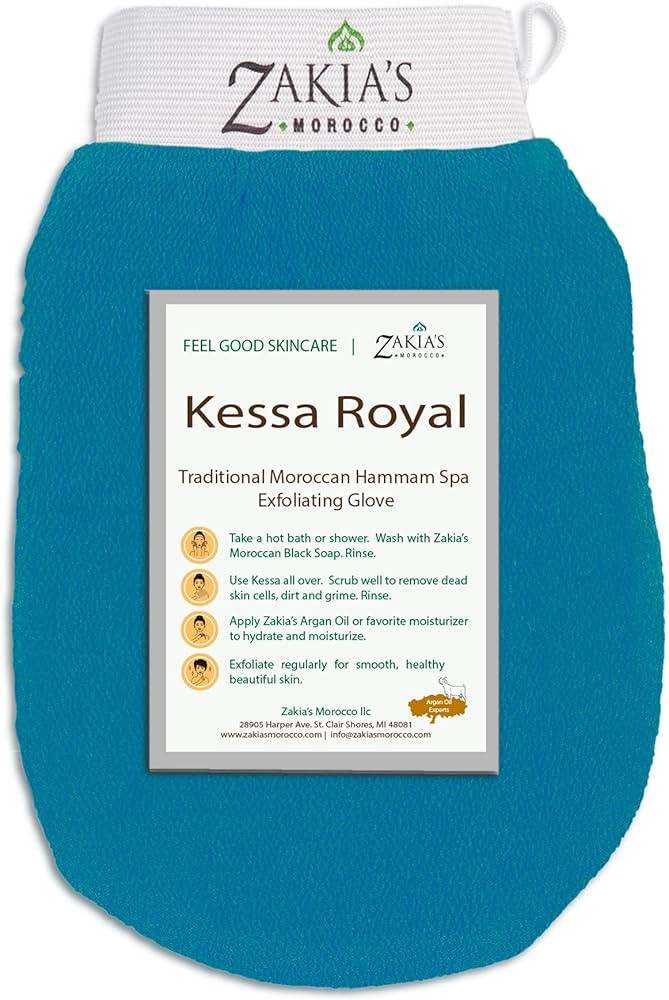 Zakia's Morocco Original Kessa Exfoliating Glove - Teal Blue - Removes unwanted dead skin, dirt a... | Amazon (US)