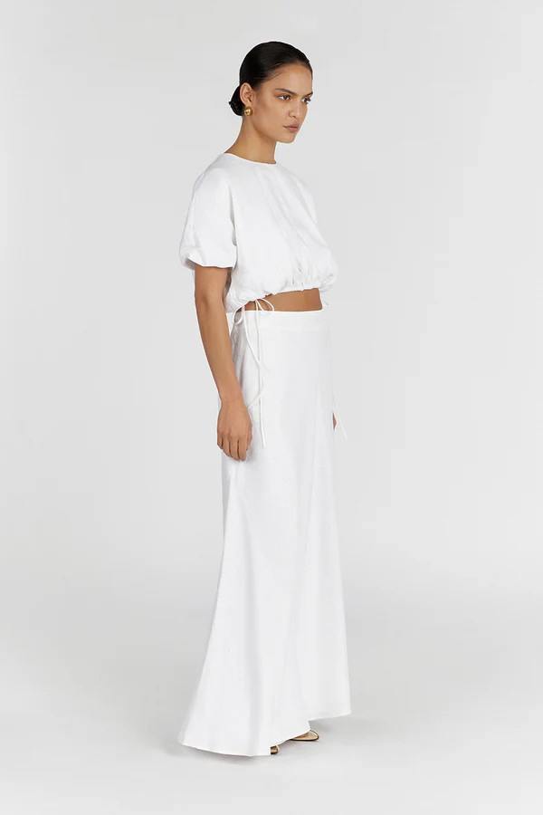 GEORGIA WHITE LINEN CROP TOP | DISSH