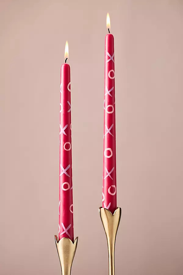 Handpainted XOXO Taper Candles, Set of 2 | Anthropologie (US)