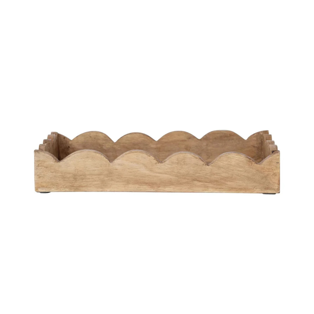 Deep Mango Wood Scalloped Tray | Pink Antlers
