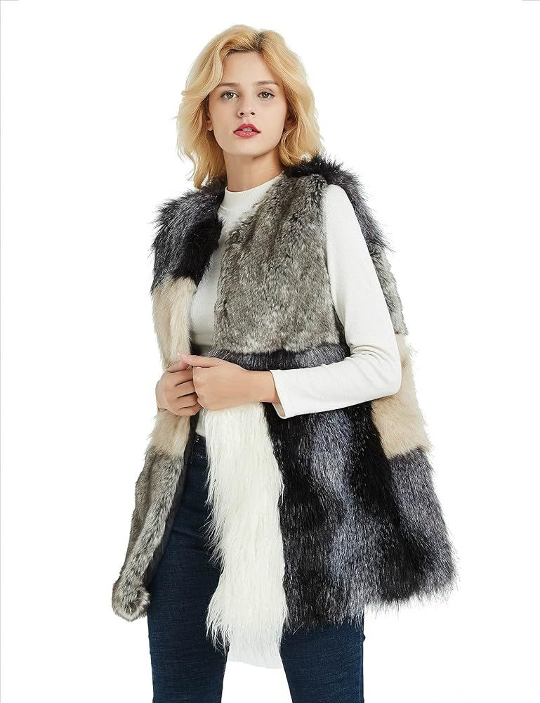 Bellivera Women Faux Fur Vest, Fall and Winter Fashion Warm Sherpa Fleece Outwear | Amazon (US)