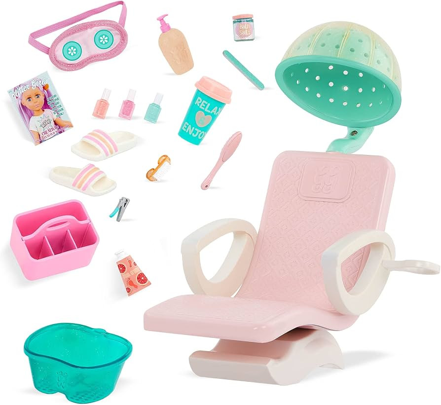 Glitter Girls – Salon Chair & Styling Playset – Hooded Hair Dryer, Foot Bath, Pretend Nail Po... | Amazon (US)