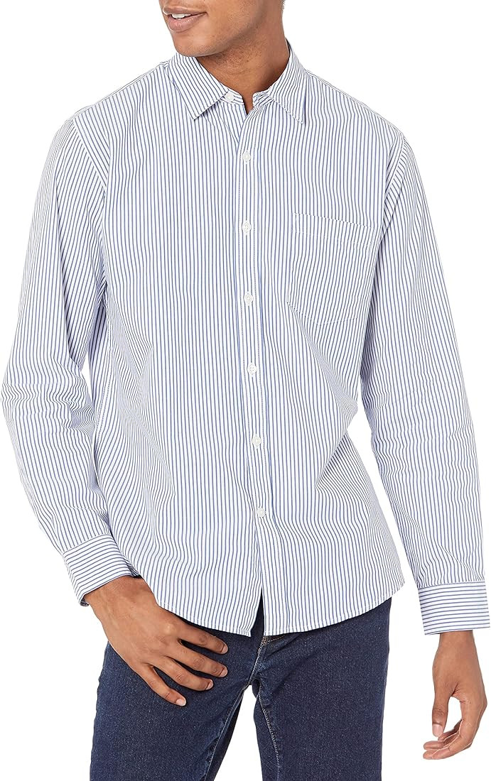 Amazon Essentials Men's Regular-Fit Long-Sleeve Casual Poplin Shirt | Amazon (US)