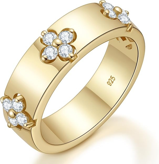 Lab-Grown Moissanite and Emerald Clover Rings for Lucky Women|D Color VVS1 Clarity 3EX Cut|925 St... | Amazon (US)