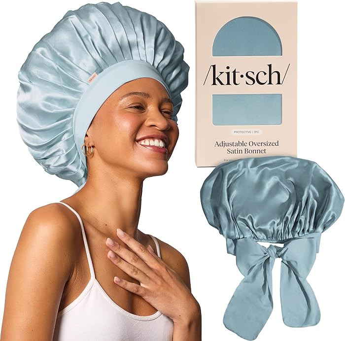 Kitsch XL Satin Bonnet for Sleeping - Softer Than Silk Hair Bonnet for Women - Secure Fit, Adjust... | Amazon (US)