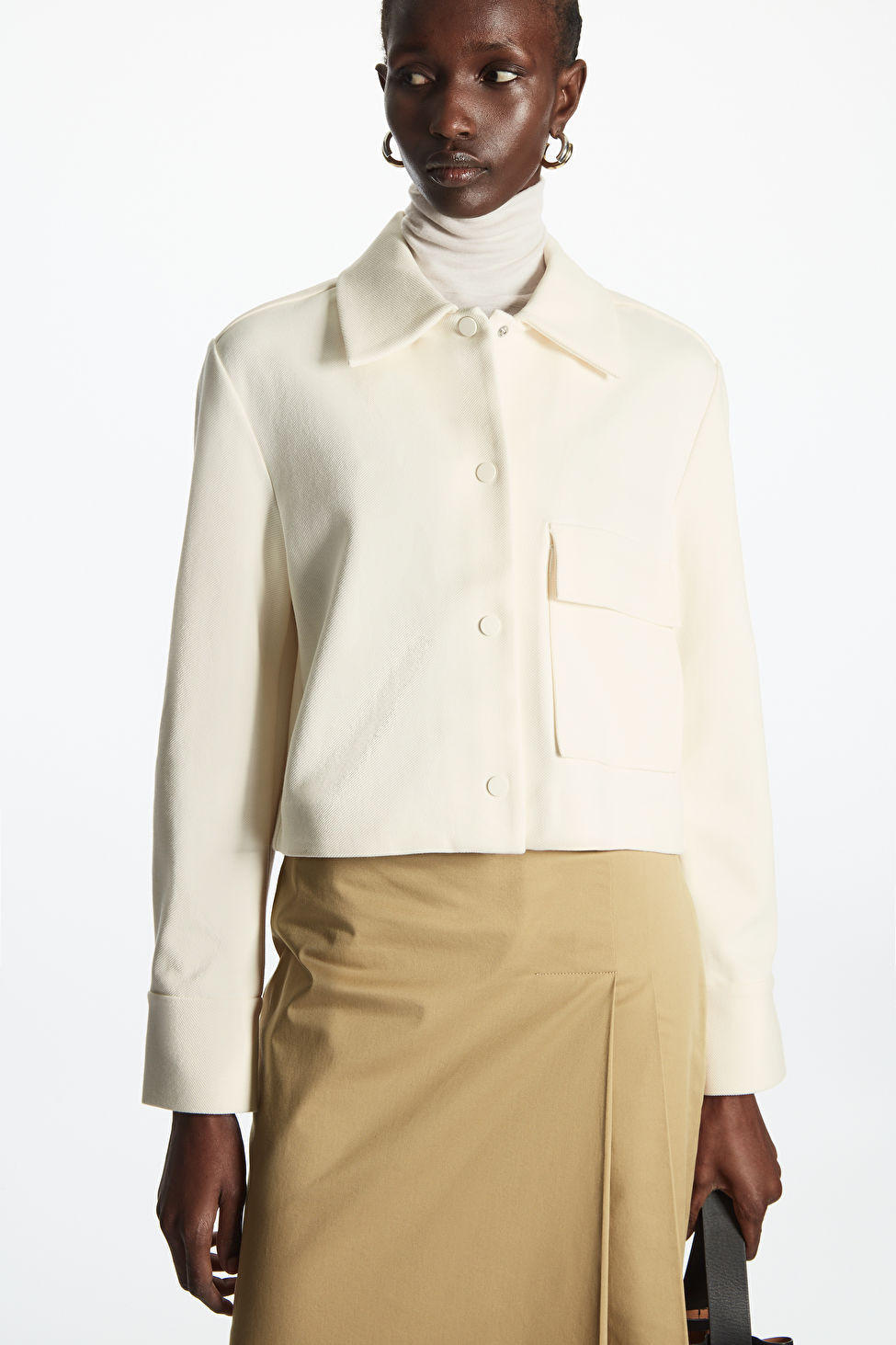 CROPPED TWILL JACKET - OFF-WHITE - Coats and Jackets - COS | COS (US)