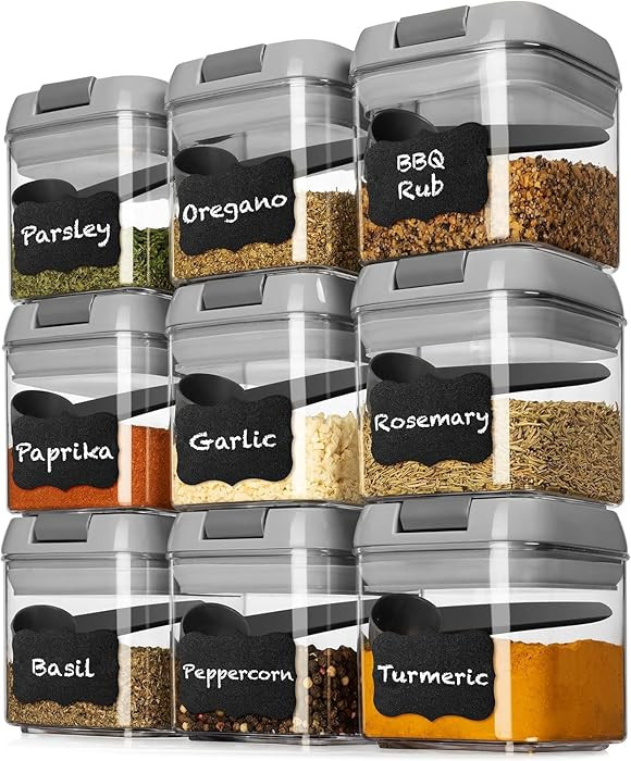 Shazo 9 PC Airtight Food Storage Containers - BPA Free Clear Plastic Snack & Spice Containers wit... | Amazon (US)