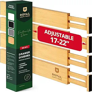 Drawer Divider and Organizer for Kitchen Organization - Adjustable Bamboo Drawer Dividers Organiz... | Amazon (US)