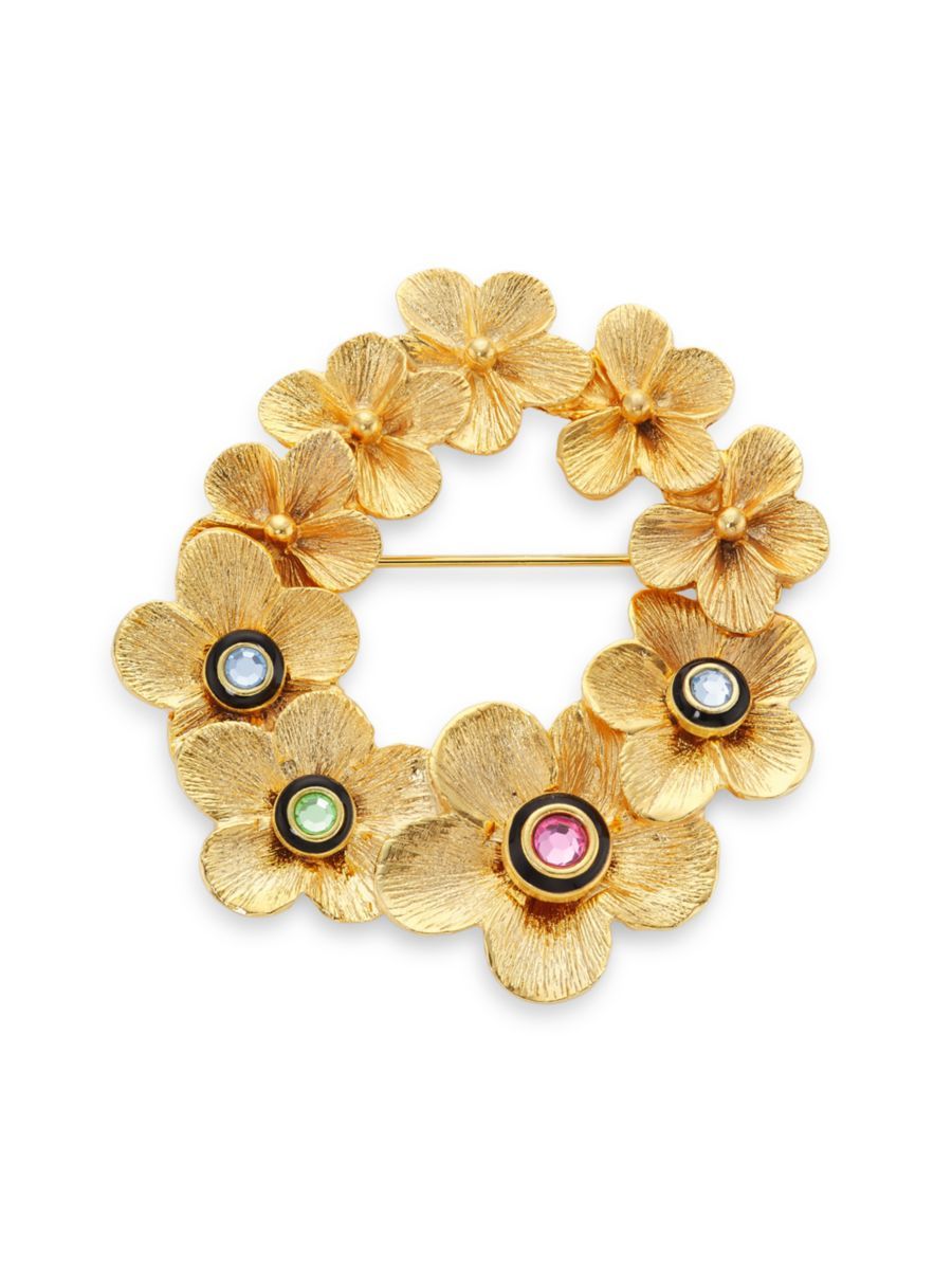 22K Gold-Plated & Glass Crystal Graduated Flower Brooch | Saks Fifth Avenue