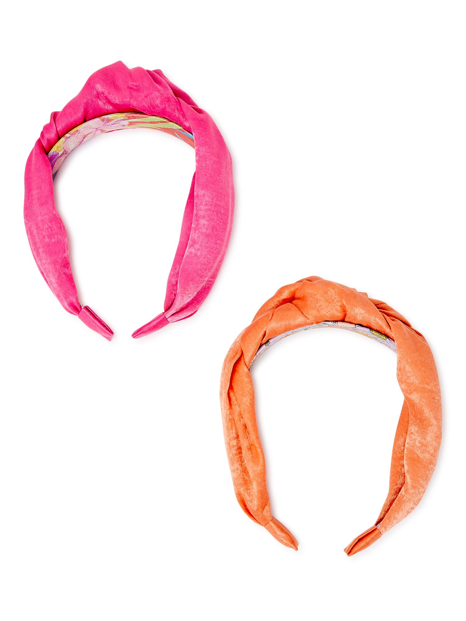 Time and Tru Women’s Knotted Headbands, 2-Pack, Pink and Orange Mango - Walmart.com | Walmart (US)