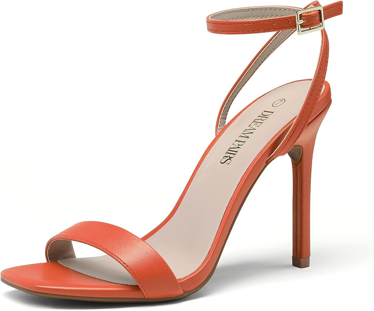 DREAM PAIRS Women’s High Stilettos Open Square Toe Ankle Strap Heels Sexy Comfort Strappy Dress Shoe | Amazon (US)