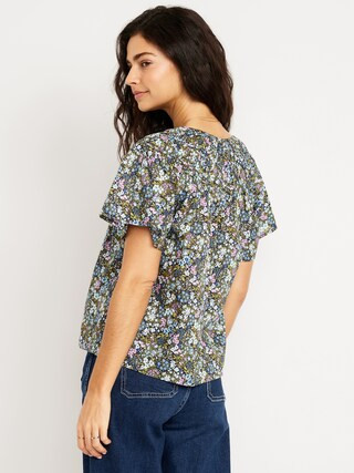 Shirred Flutter-Sleeve Top | Old Navy (US)