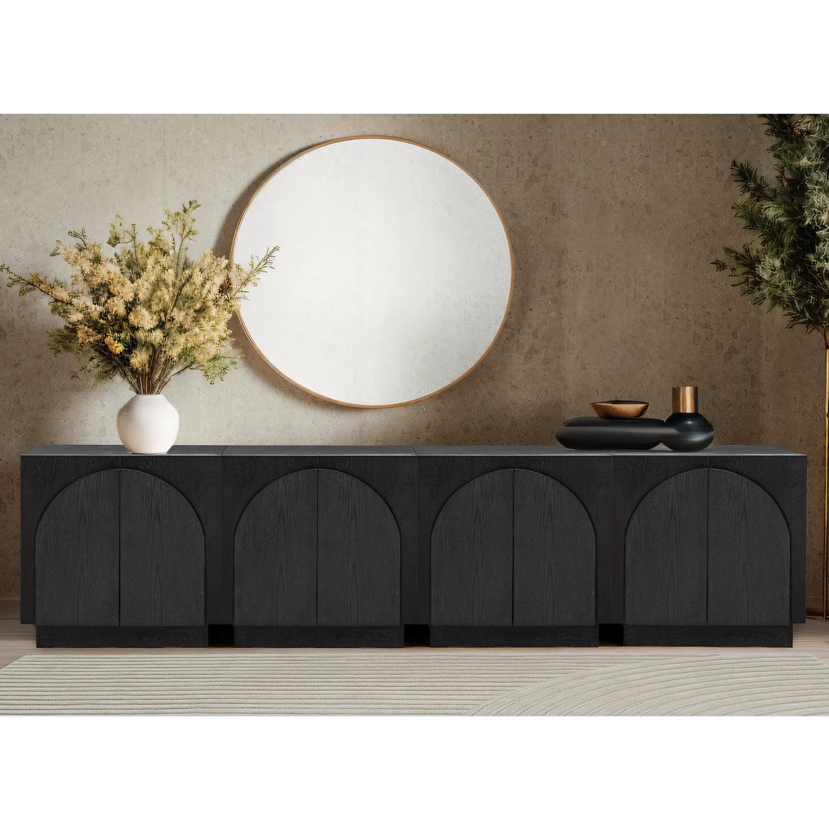 Solid Wood Arched Storage Cabinet Credenza (Set of 4) | Wayfair North America