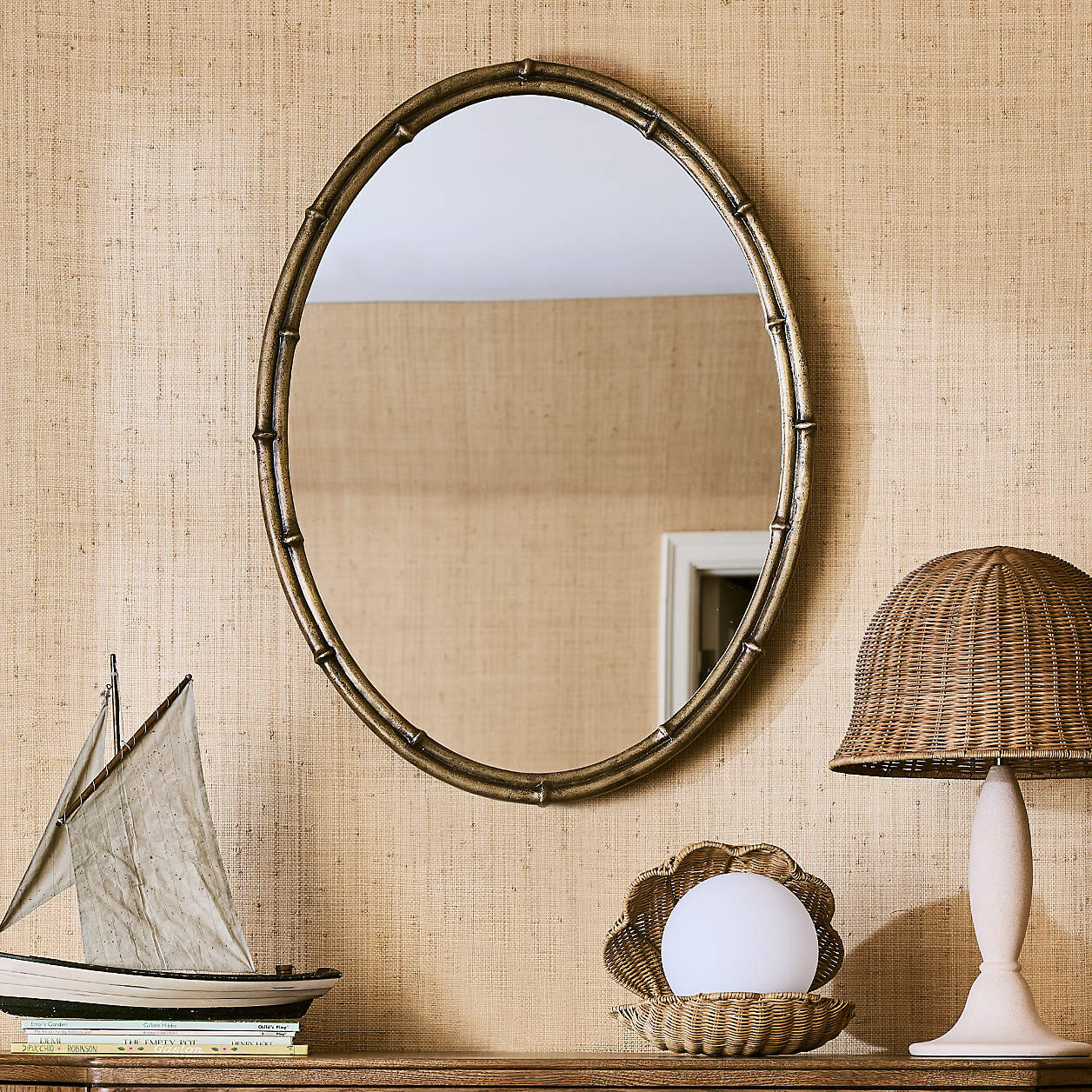 Ivy Cast Metal Bamboo-Style Mirror by Jake Arnold + Reviews | Crate & Kids | Crate & Barrel