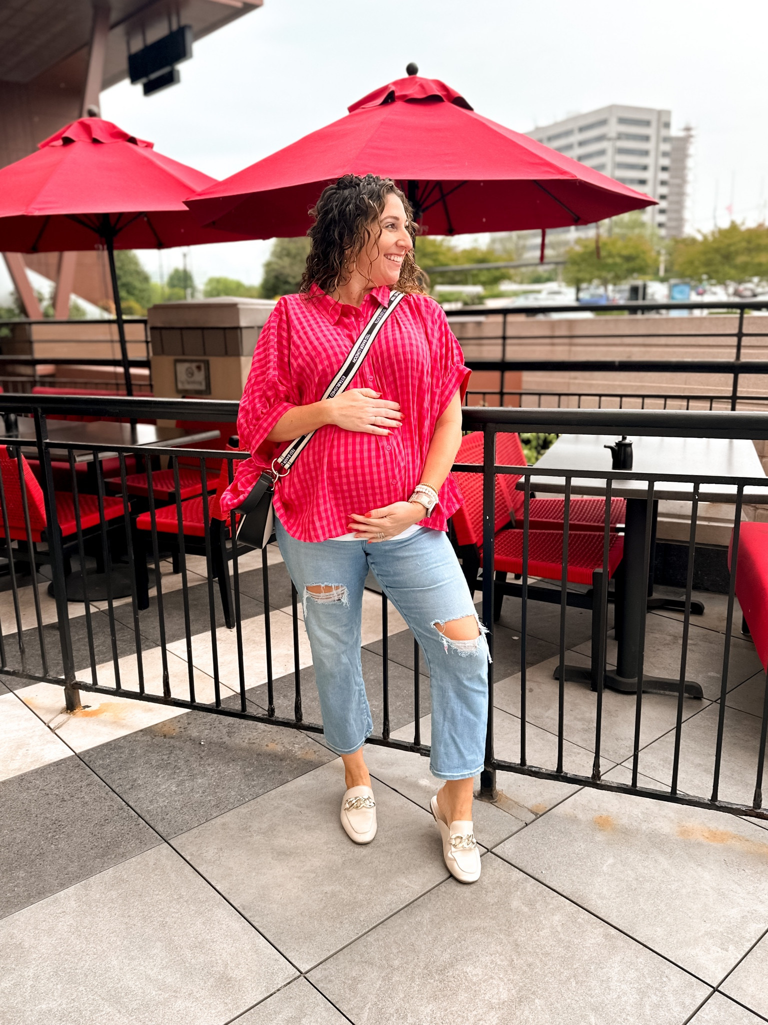 Tuesday ootd 
Shirt size L (maternity) / jeans 14 (with belly band) / mules tts 

#LTKSeasonal #LTKbump #LTKstyletip