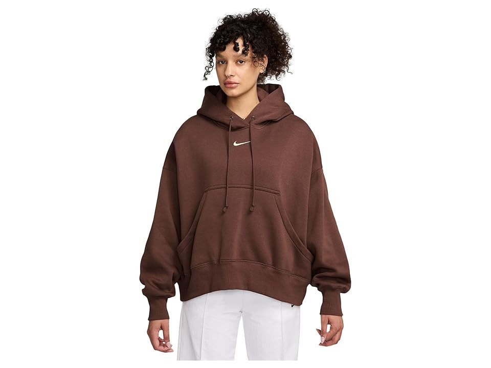 Nike Sportswear Phoenix Fleece Over-oversized Pullover Hoodie Women's Sweatshirt Fauna Brown/Sail : LG (US 12-14), Cotton/Polyester | Zappos