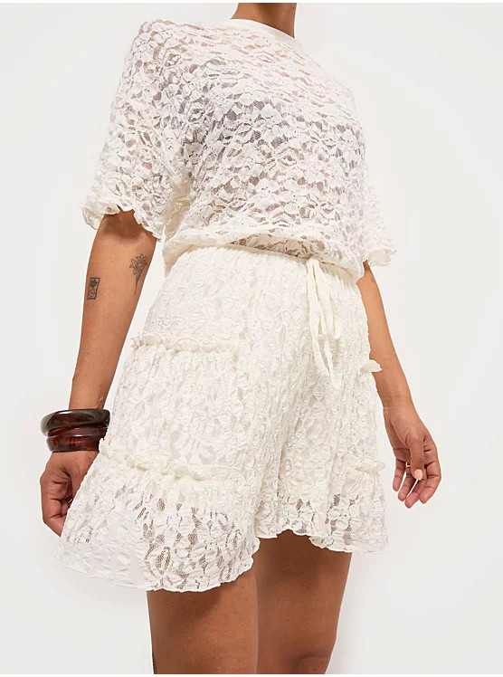 Cream Lace Shorts | George