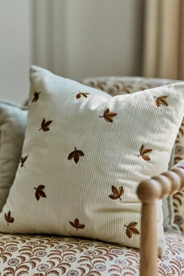 Velvet Corduroy Embroidered Icon Pillow | Anthropologie (US)