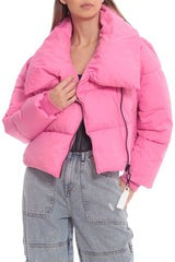 Cropped Envelope Collar Water-Resistant Puffer | Avec Les Files