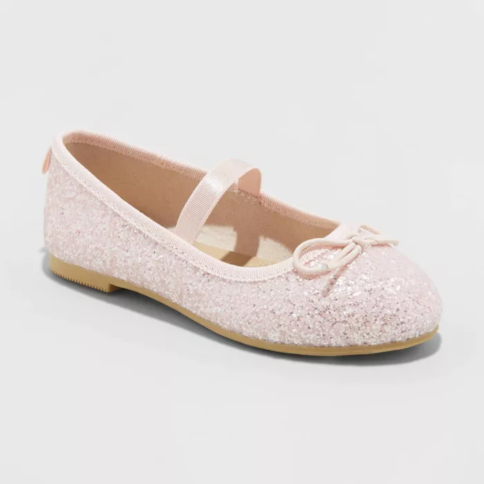 Toddler Girls' Lily Glitter Ballet Flats - Cat & Jack™ Pink | Target
