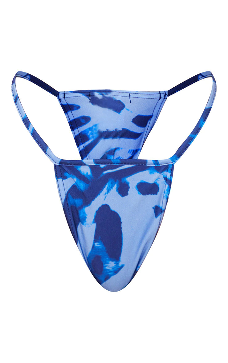 Blue Zebra Print Mini Brazilian Bikini Bottoms | PrettyLittleThing US