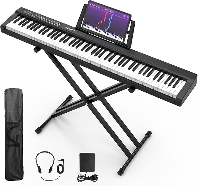 Digital Piano 88 Key Full Size Semi Weighted Electronic Keyboard Piano Set with Stand,Built-In Sp... | Amazon (US)