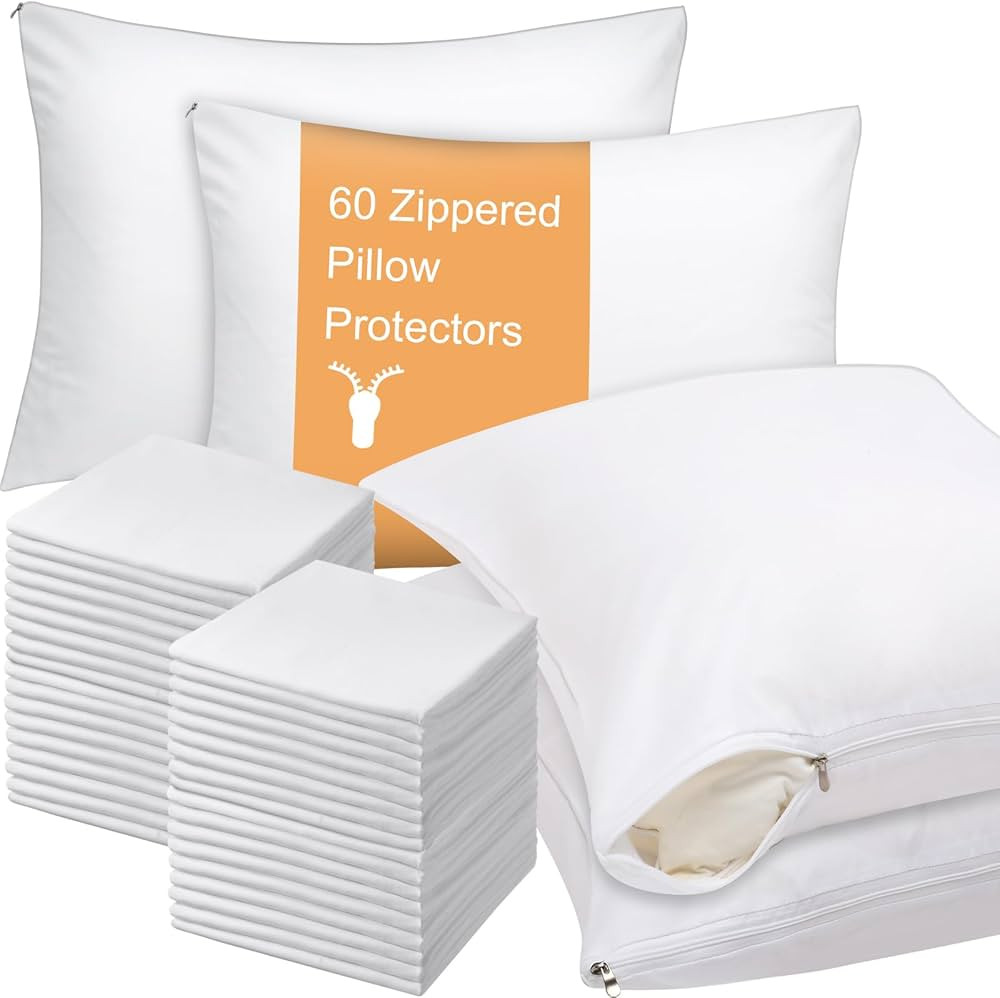 Shimeyao 24 Pcs 20 x 26 Inch Zippered Pillow Protectors Bulk, Standard Size Bedding Pillow Cases,... | Amazon (US)