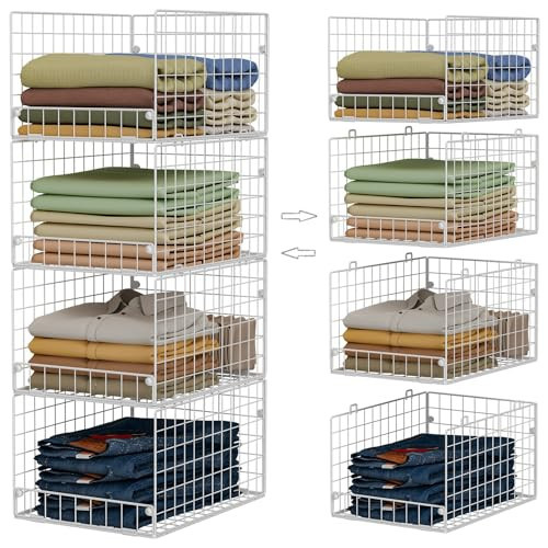 Yociyoga Stackable Closet Organizers and Storage - 4-Tier Stackable Storage Bins, Foldable Closet Shelf Organizer Basket, Clothes Organizers Shelves for Organizer System(Patent 30022416) | Amazon (US)