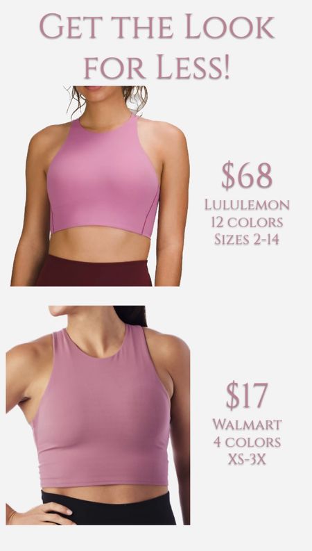 Get the look for less! Lululemon has these cute high neck sports bras and Walmart has a super similar option for $50 less! The lululemon bras come in more styles and colors, but the Walmart bras have more sizes. Both great options!

sports bra under $100, sports bra under $20, lulumeon sports Bra, crop sports bra, longline bra, high-neck bra, sports bra, best sports bra, lululemon dupe, walmart finds, athletic wear, wellness, workout clothes, lululemon new arrivals, walmart new arrivals

#LTKfit #LTKFind #LTKcurves