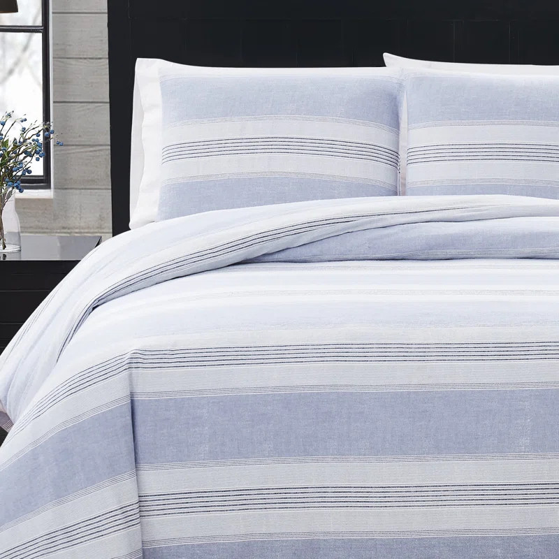 London Fog Stripe Flannel Comforter Set | Wayfair North America