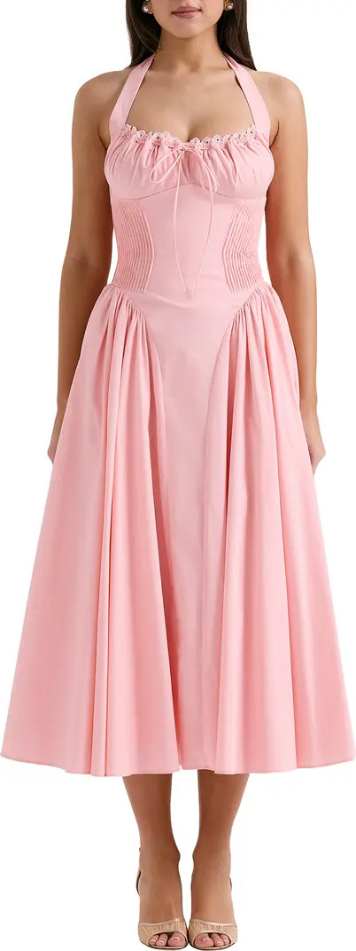 HOUSE OF CB Adabella Floral Pleated Halter Sundress | Nordstrom | Nordstrom